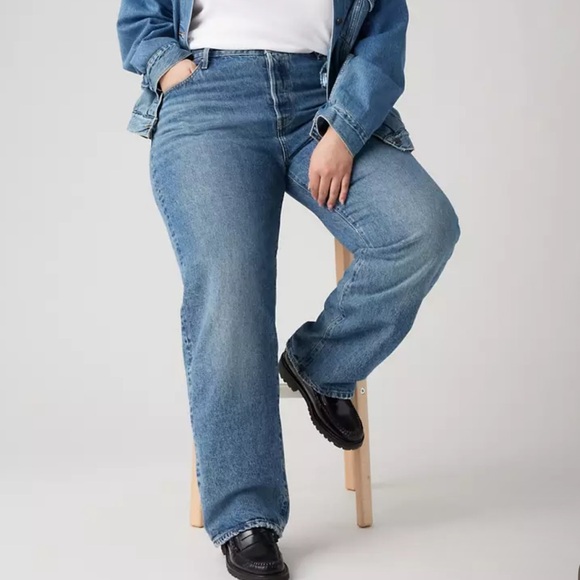 Levi's Denim - Levi's 501 ‘90s Rigid Loose Straight Leg Jean Not My News Channel Blue 22W‎